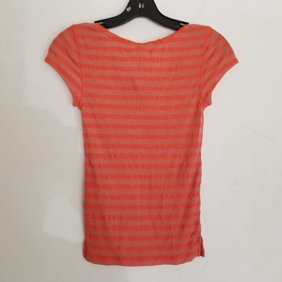 Free People Button Front Stripe Short Sleeve Top S - Picture 3 of 10